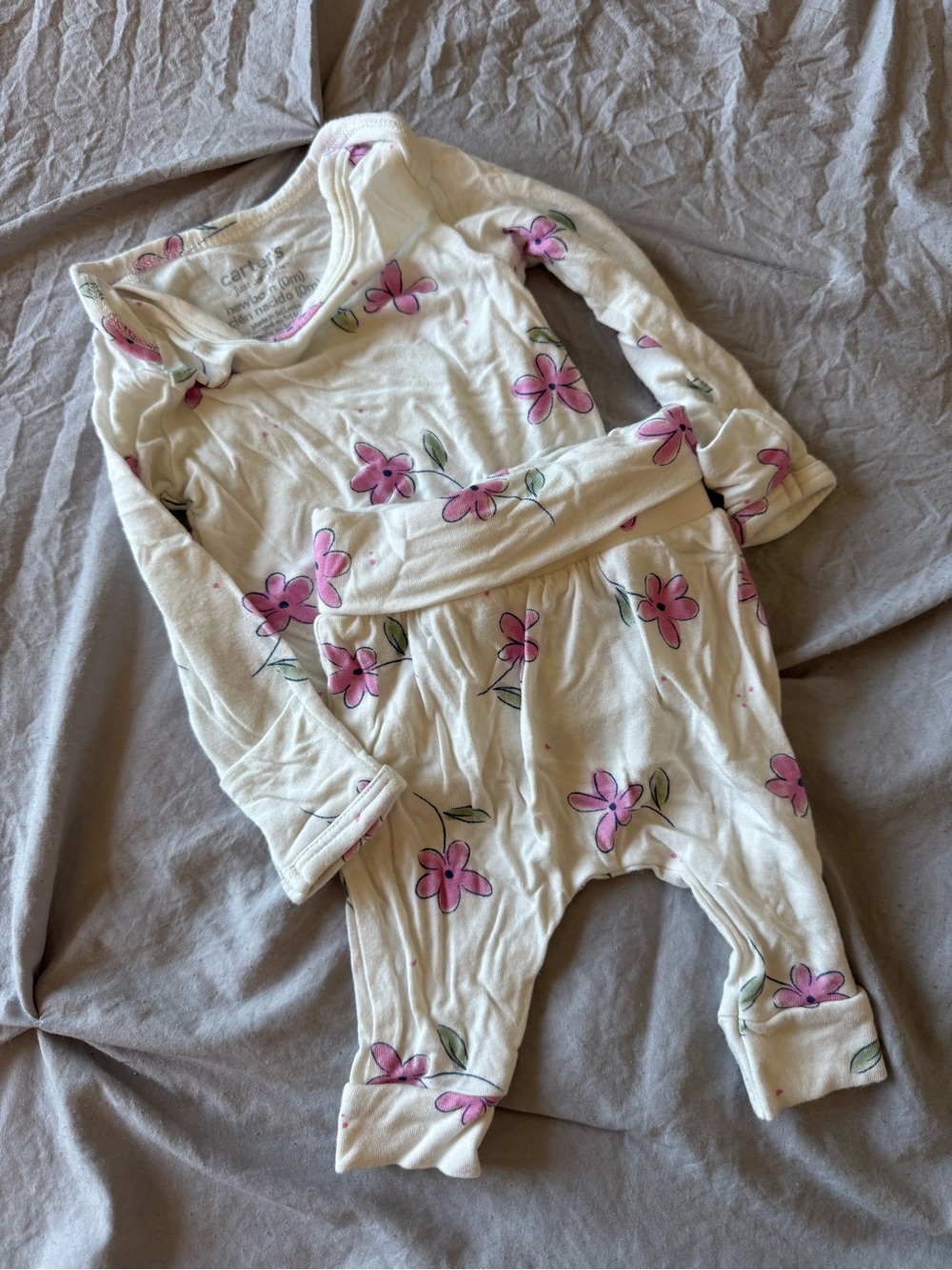 Carter's Baby 2 Piece Pajamas with Pink Floral Print
